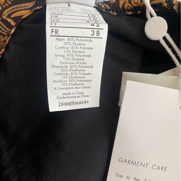 Zimmermann Tali Mesh Ruffle Bikini Swim Two-piece Brown Paisley Floral Sz 6 NWT - Picture 15 of 16